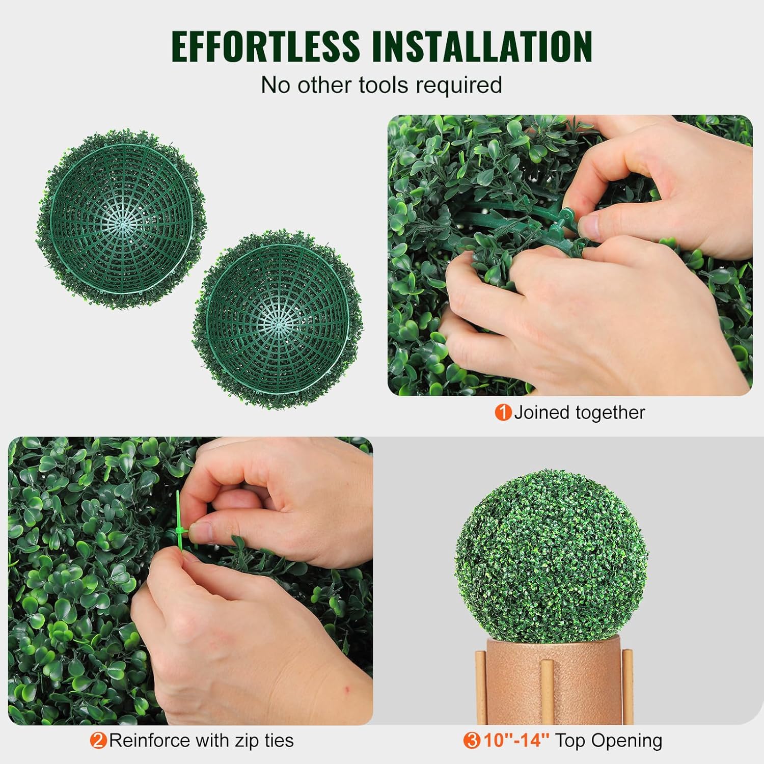 Thumbnail 5 de VEVOR Boule de buis topiaire artificielle 406 mm (lot de 2) avec feuilles remplaçables et papillons décoratifs