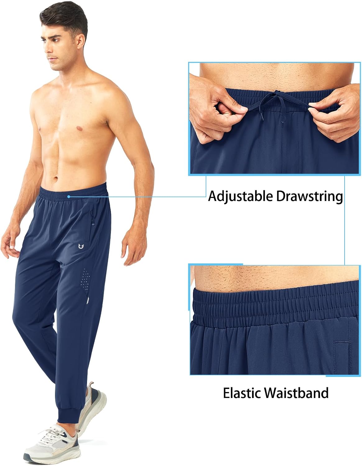 Detalle de NORTHYARD Men's Athletic Running Pants: Lightweight, Quick-Dry Joggers with Zipper Pockets