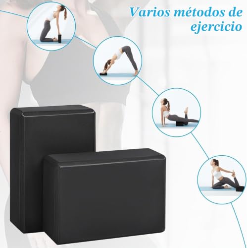 Detalle de T-LOVENDO.ES Bloques de Yoga (2 Unidades) de Espuma EVA Antideslizantes – 15x23x7,5 cm en Negro