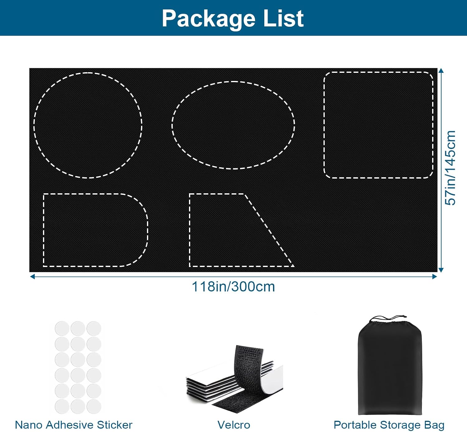 Detalle de Portable DIY 100% Blackout Curtains (No-Drill Window Shades) for Bedroom, Travel & Dorm Rooms, 118" x 57