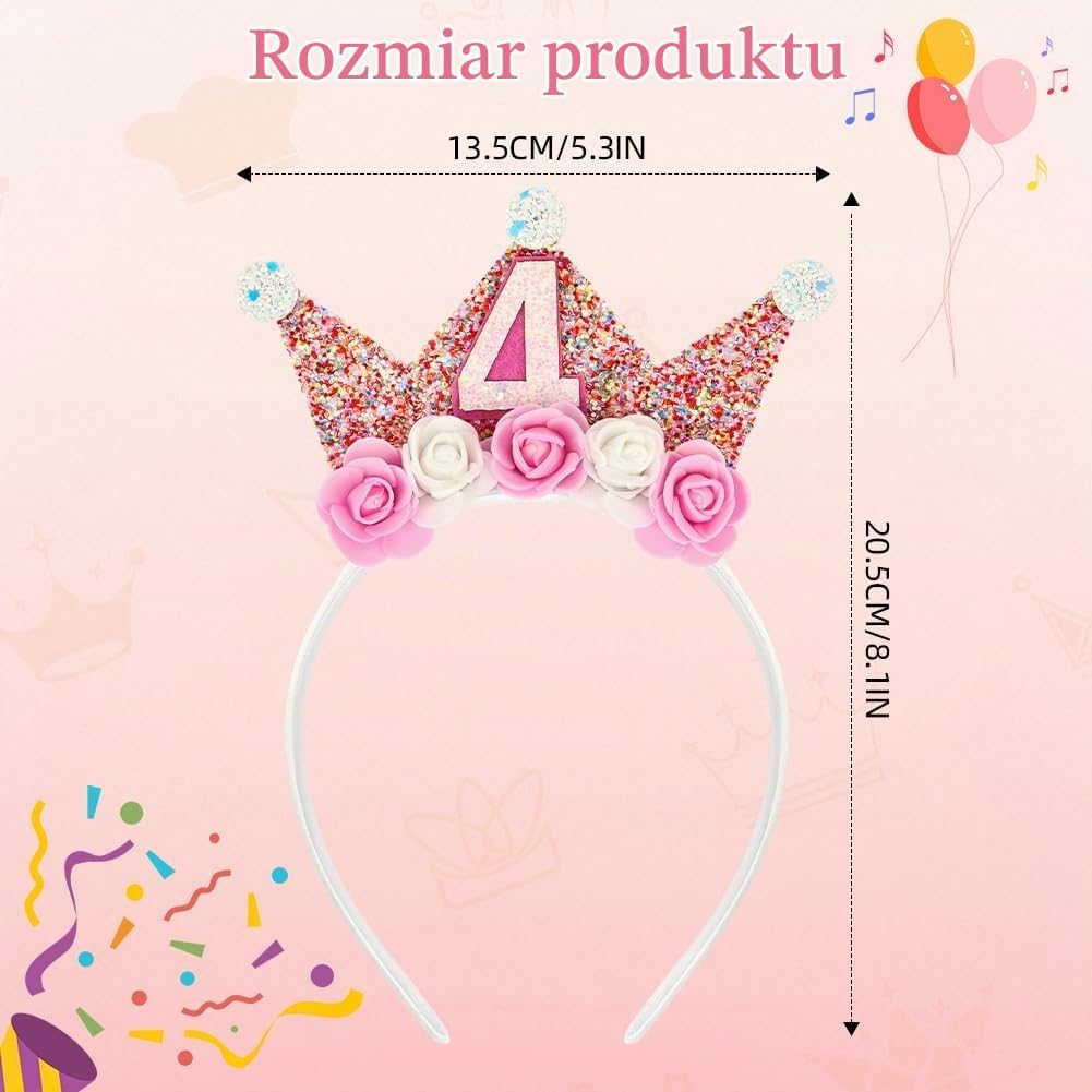 Detalle 2 de Alaoo korona urodzinowa dla dziewczynki 3–6 lat z różami i cekinami