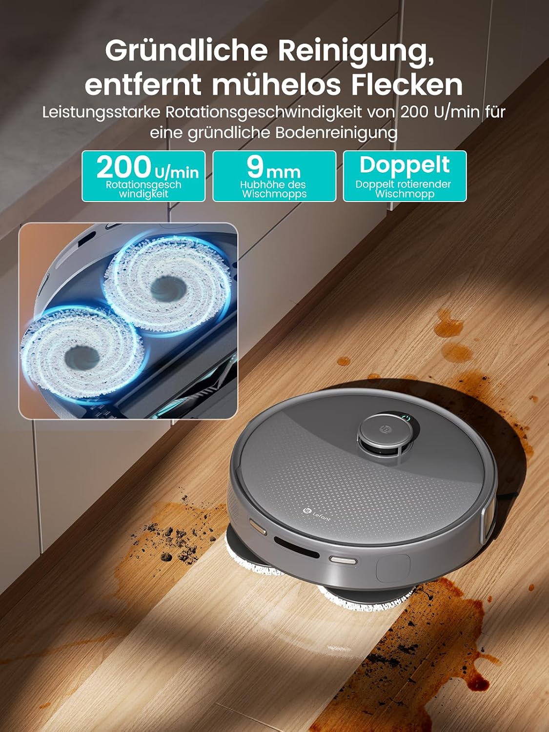 Thumbnail 6 de Lefant M3 Ultra Staubsaugerroboter – 23000 Pa, 360° dToF-Navigation, automatische Staubentleerung 3,2 L, PSD-Hinderniserkennung