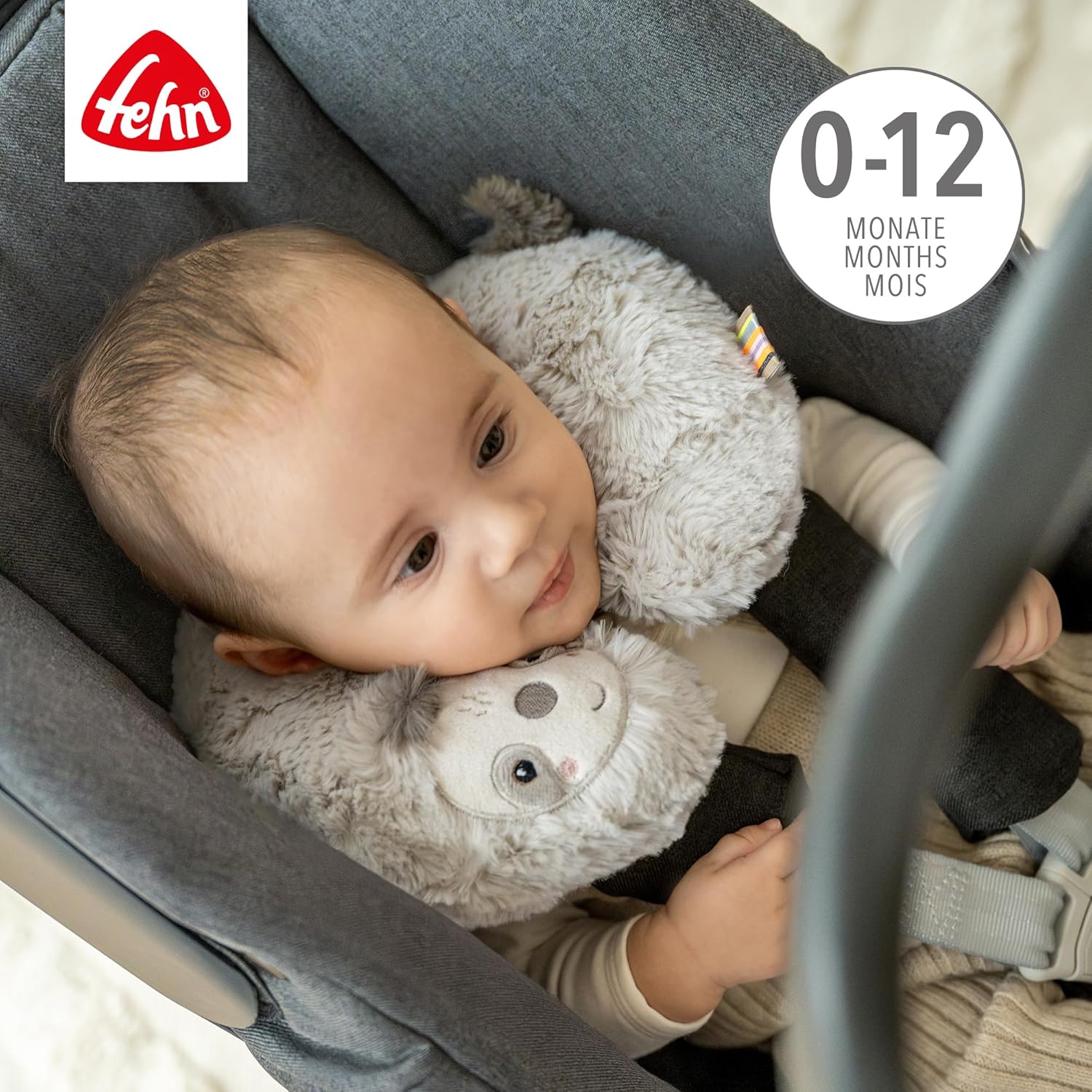 Thumbnail 2 de Fehn Nackenstütze Faultier – Nackenkissen mit Tierapplikation für Auto, Babyschale und Kinderwagen
