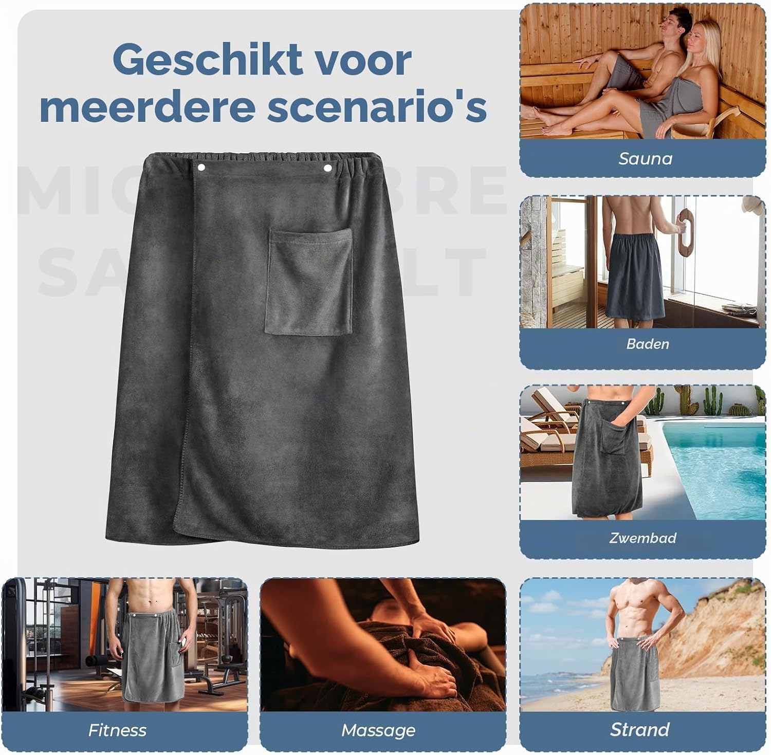 Thumbnail 6 de VIBINHO YQDH70140 saunakilt van microvezel, 140 x 70 cm, sneldrogend