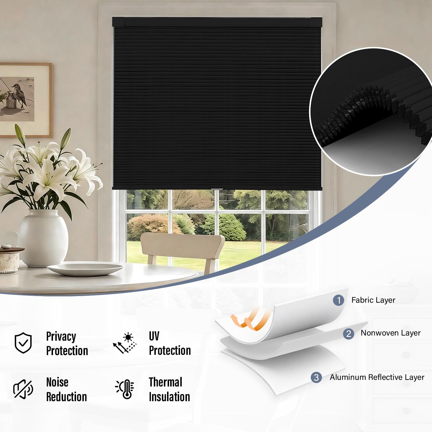 Thumbnail 5 de AOSKY 18" x 36" Cordless Blackout Cellular Shade, No-Drill Mount