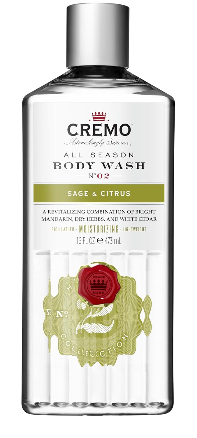 Detalle de CREMO Feuchtigkeitsspendendes Body Wash für Männer – Duschgel mit Salbei & Zitrusfrüchten, 473 ml