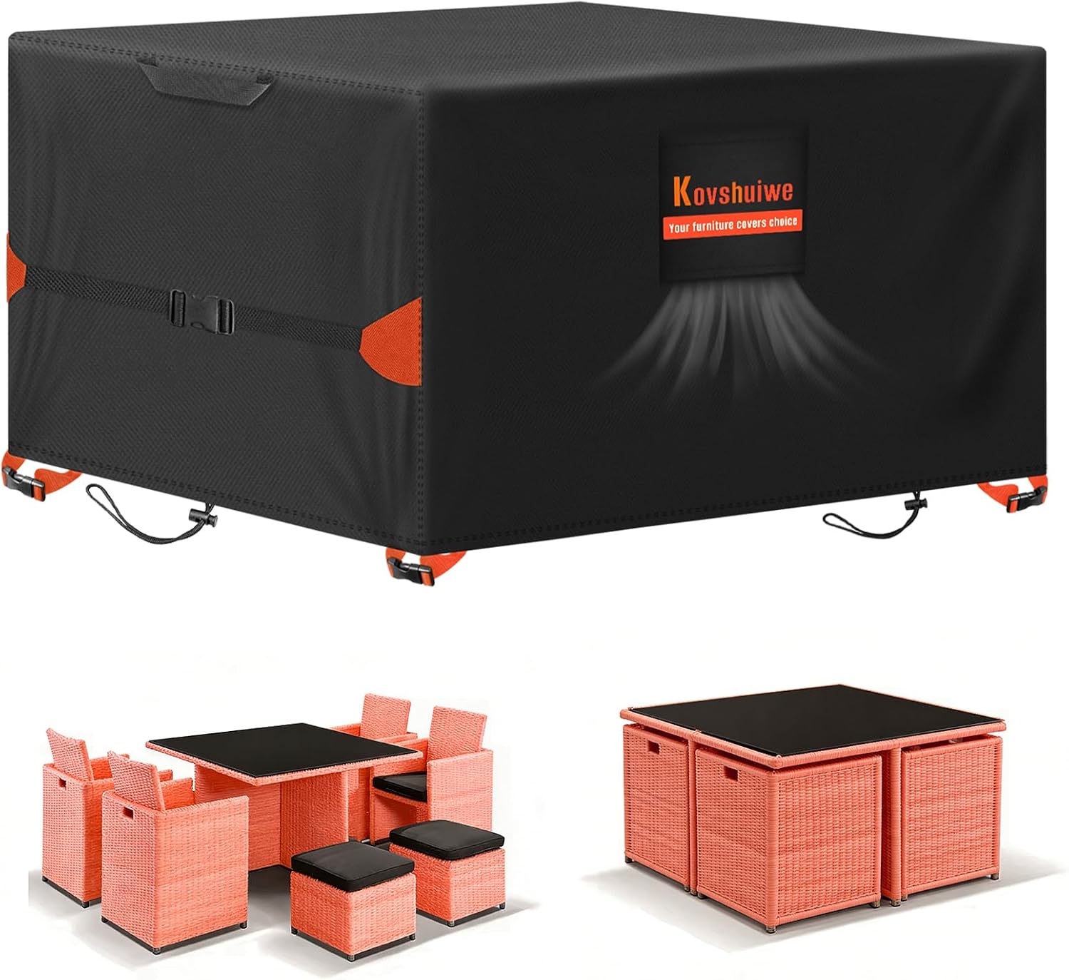 Detalle de Kovshuiwe Garden Furniture Covers, 150x90x75cm — Waterproof 420D Oxford, Windproof & UV-Resistant