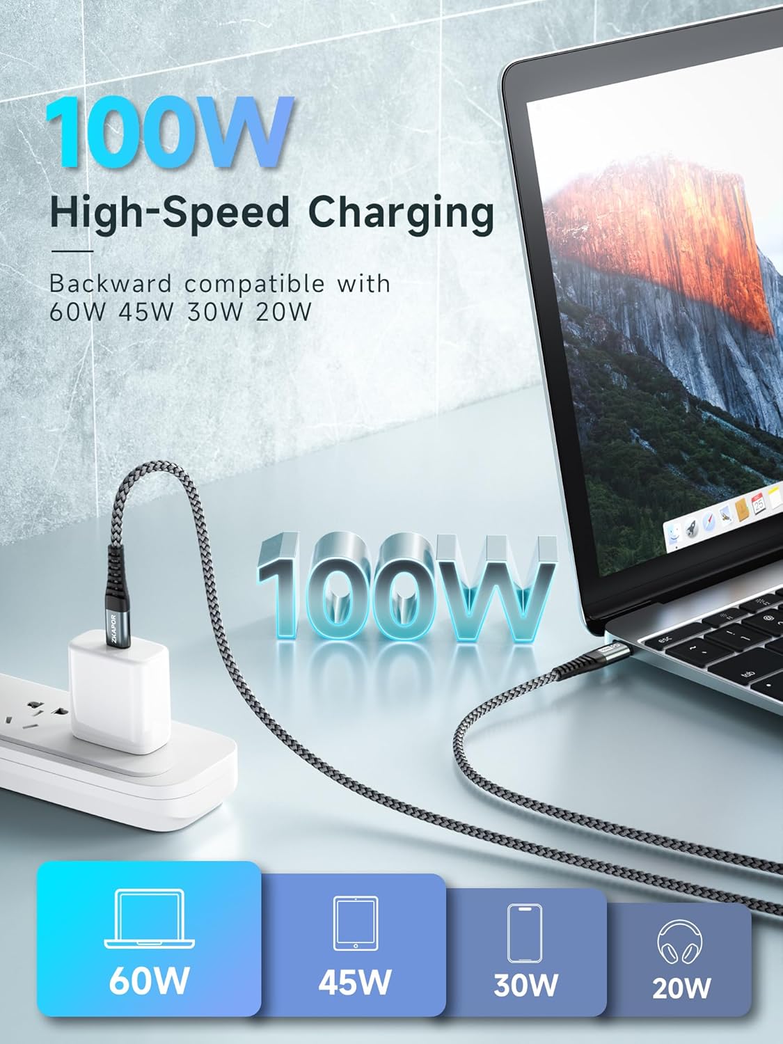 Thumbnail 1 de ZKAPOR USB C Kabel 100W