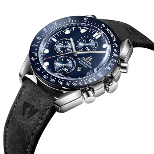 Detalle de LN LENQIN Orologio Uomo Analogico al Quarzo con Cinturino in Pelle