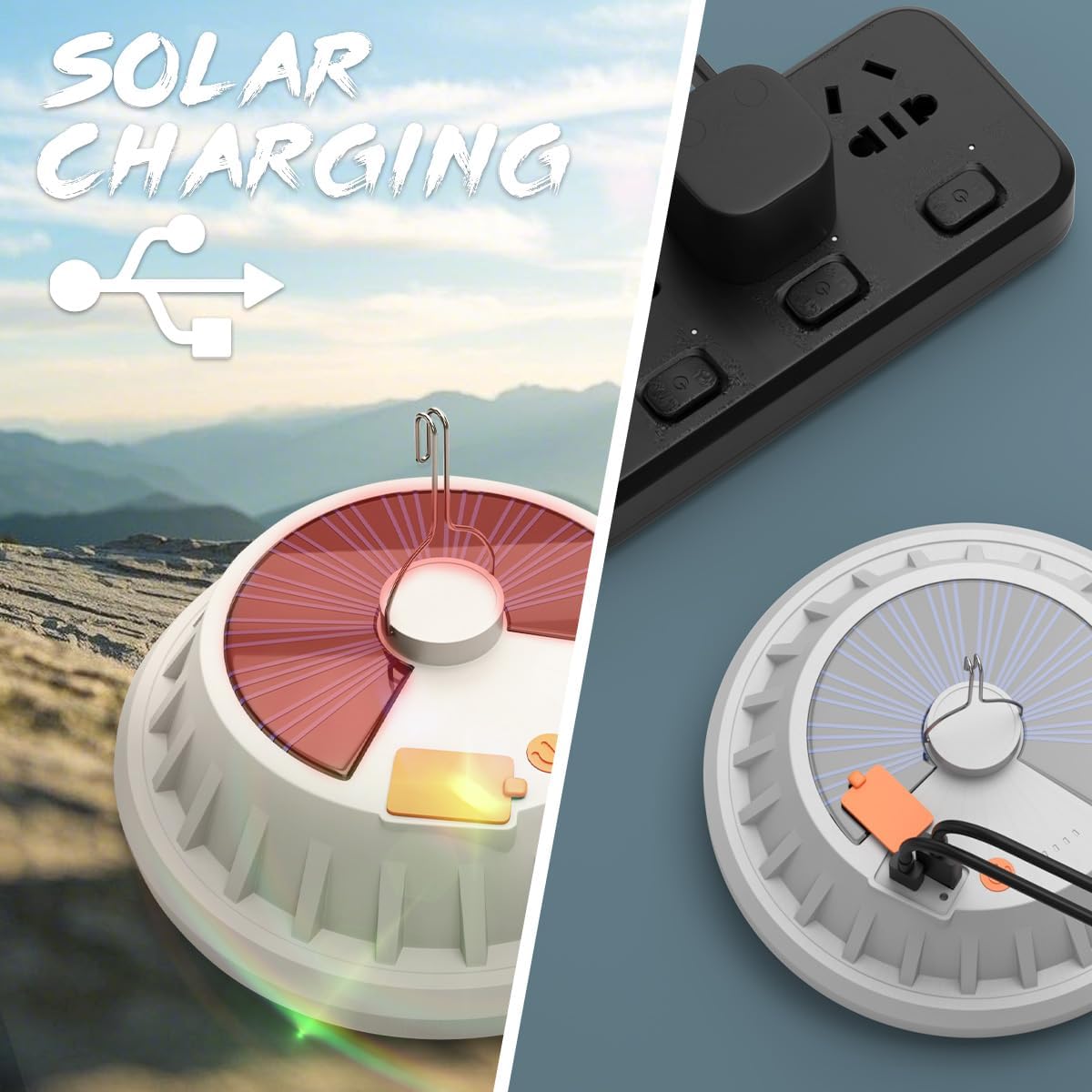 Thumbnail 3 de 2 Pack Solar & USB Camping Lights with Remote Control (IPX7) – 120 LED outdoor tent lamp with emergency charging