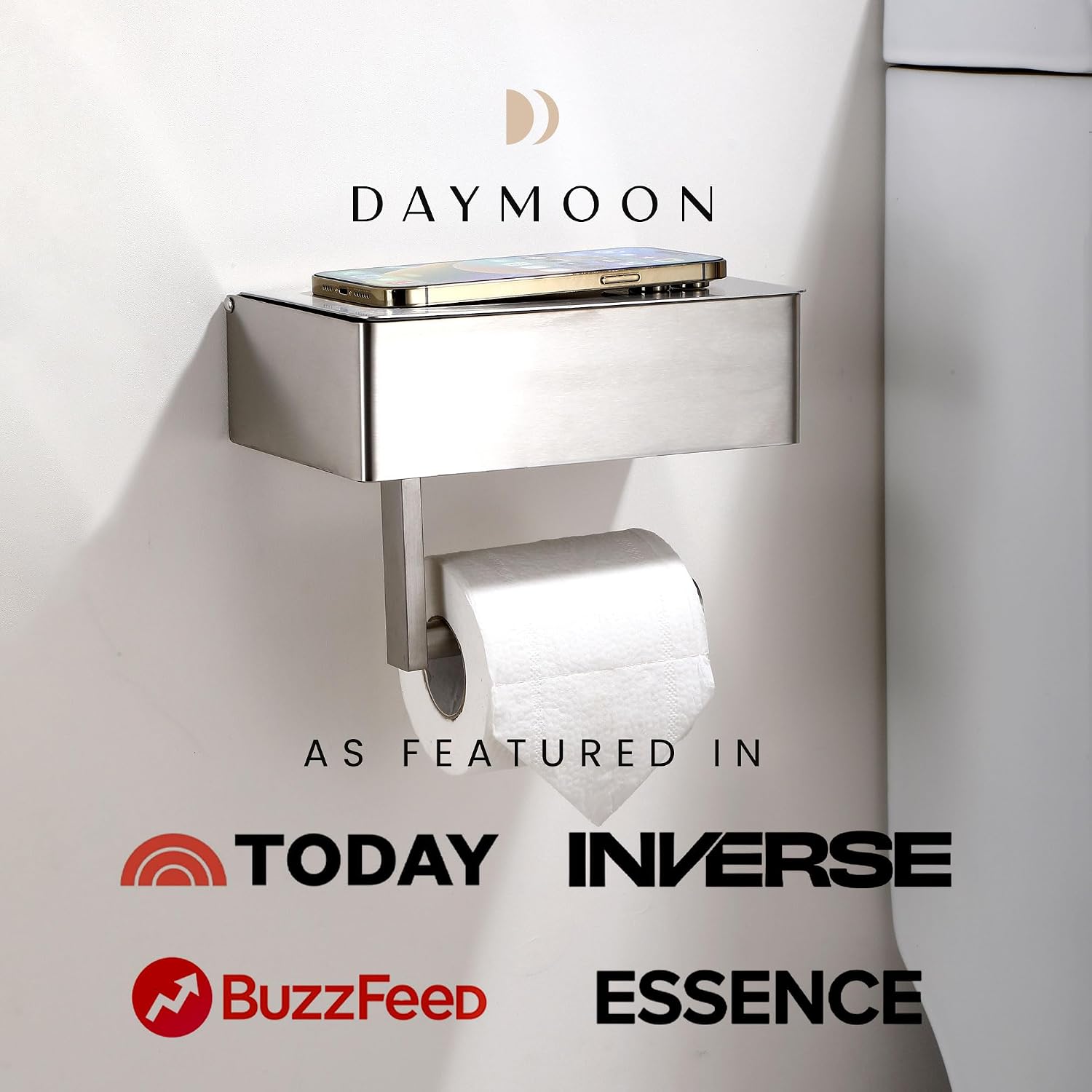 Thumbnail 3 de Day Moon Designs 0U-IXBR-DOSP Toilet Paper Holder with Shelf, Brushed Nickel