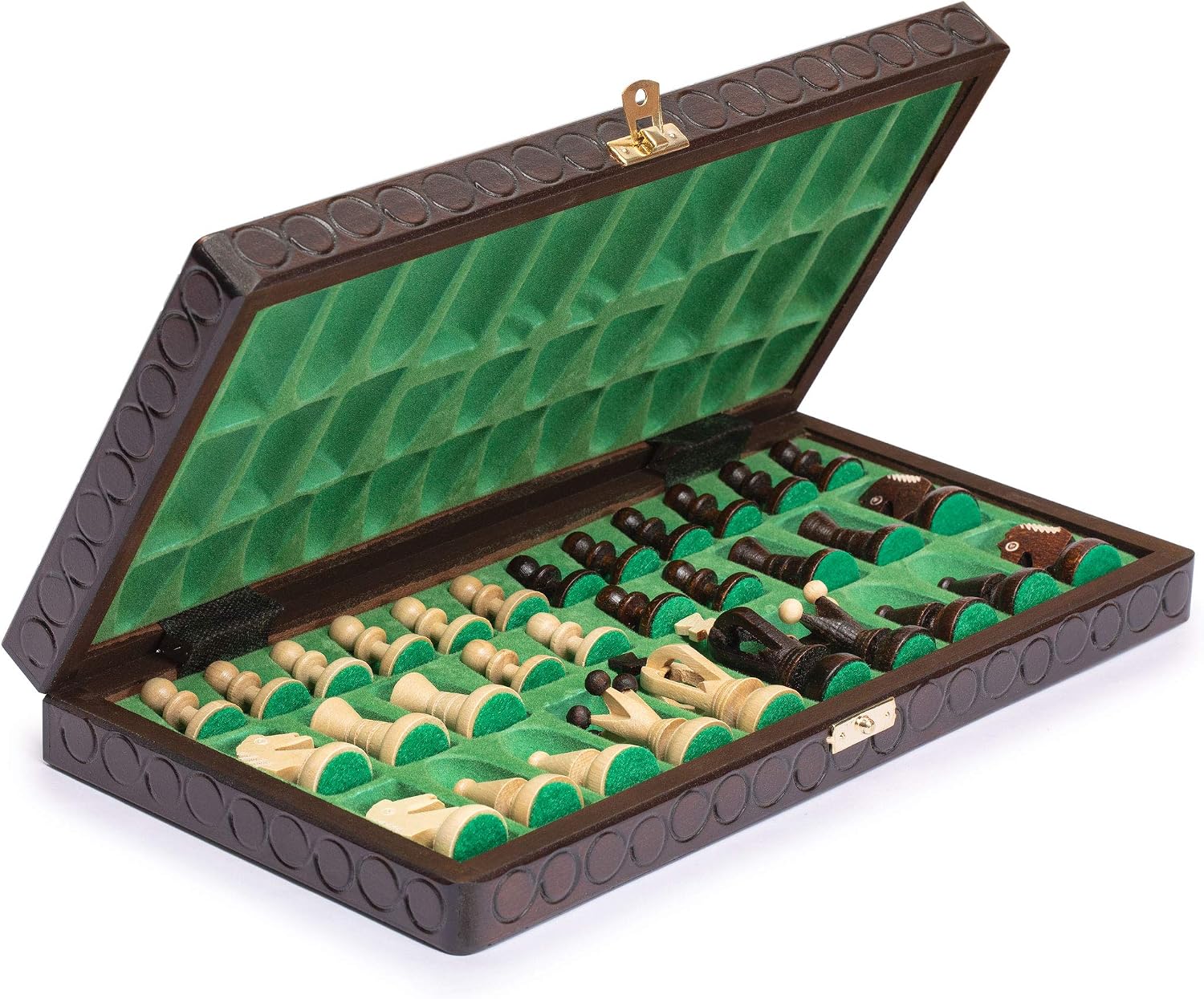 Thumbnail 6 de Husaria European International Chess Wooden Game Set, King’s Classic – 35.5cm, Handcrafted Pieces & Felted Folding Board