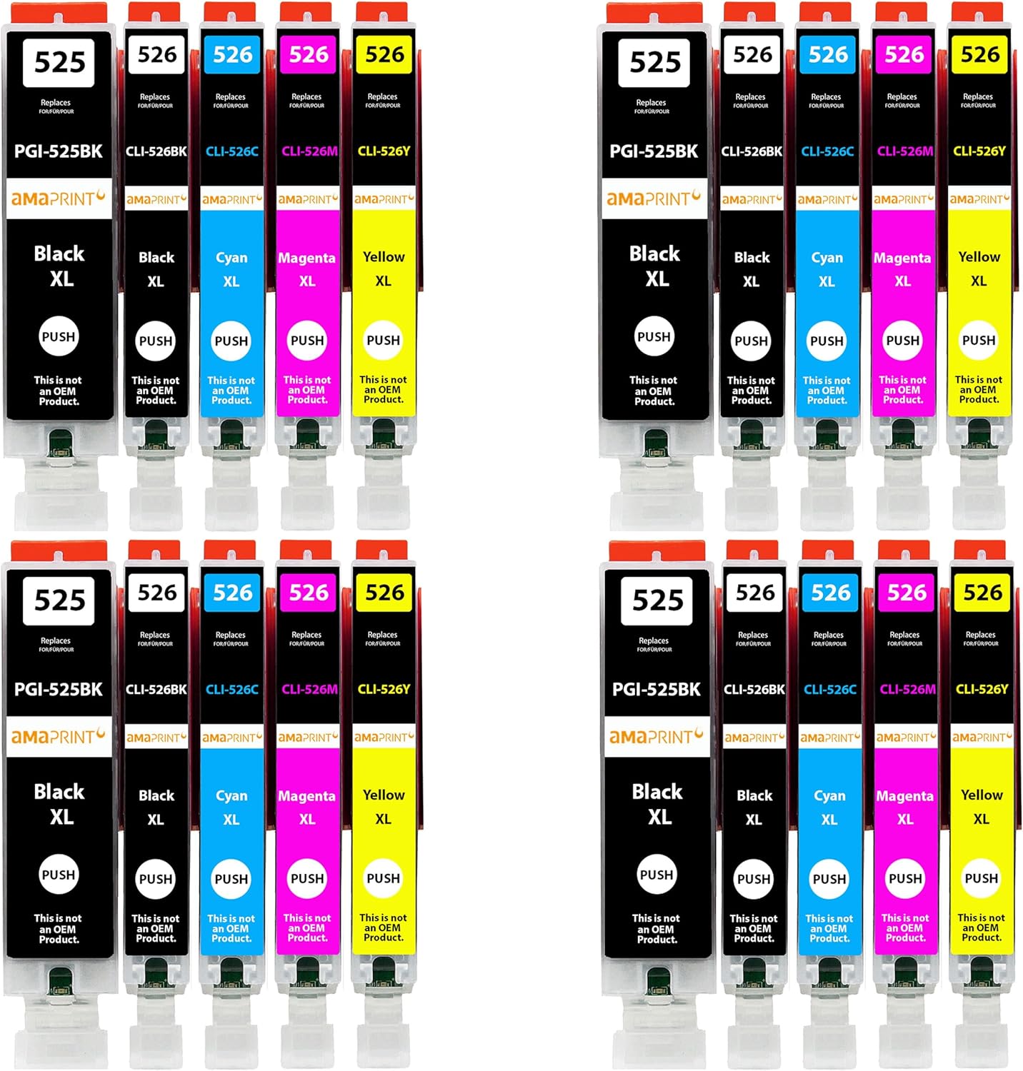 Amaprint 20 XL (multipack) compatibili Canon PGI-525 / CLI-526 per Pixma e Maxify