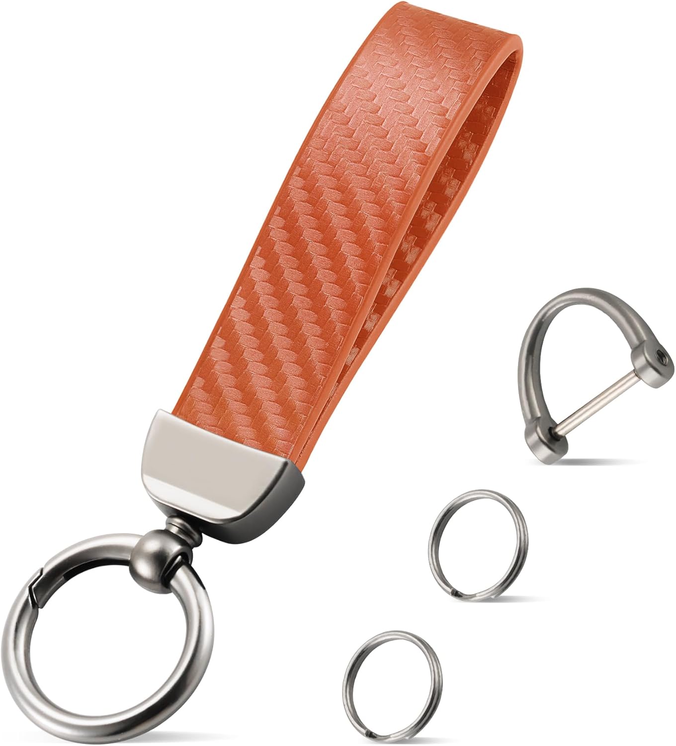 Thumbnail 6 de JUSTTOP Leather Keychain Carbon Fiber Ring