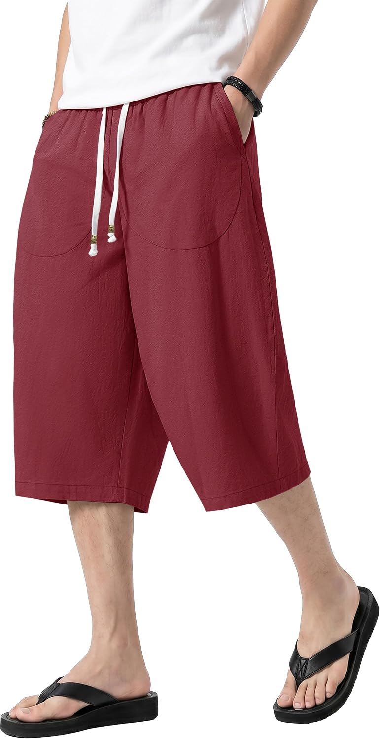 Thumbnail 6 de KEFITEVD Men's Shorts 3/4 Length Linen Loose Long Shorts – Casual Summer Wear