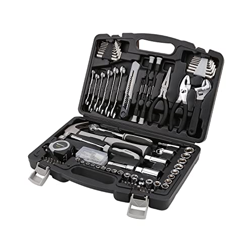 Amazon Basics Caja de herramientas de uso general para el hogar, 131 piezas: kit práctico para tareas diarias
