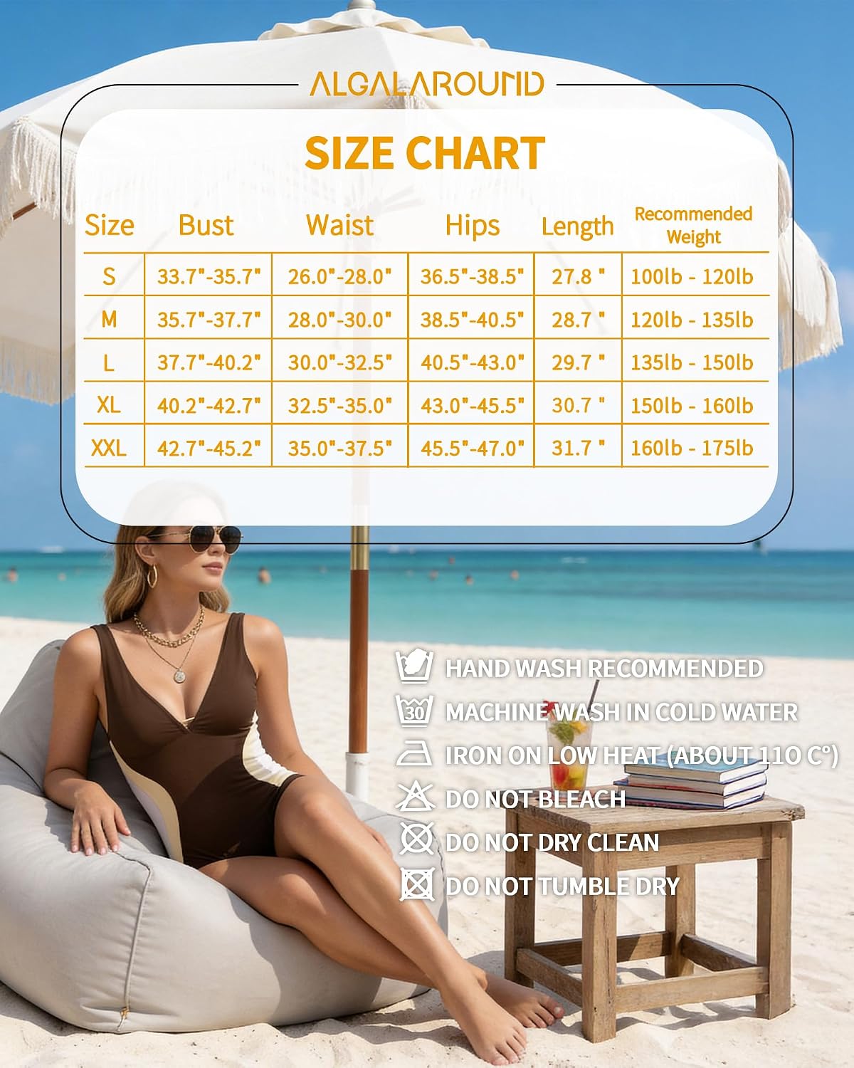 Detalle 2 de ALGALAROUND Women's One Piece Swimsuit with Tummy Control and Pleated Deep V-Neck