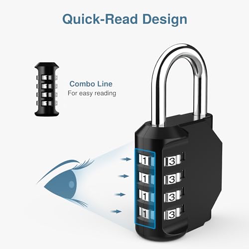 Detalle de Puroma 2 Pack Combination Lock Locker 4 Digits – Durable, Weatherproof Padlocks for Gym, School & More