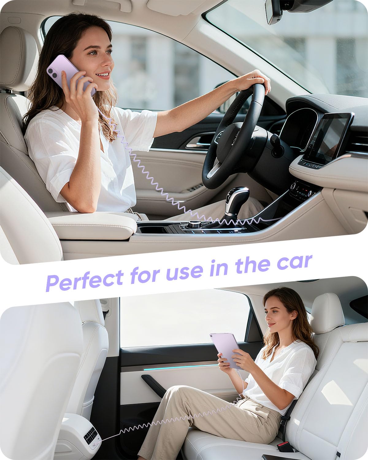 Thumbnail 3 de SUNGUY USB‑C Spiralkabel (1,8 m) für Auto: Daten & Schnellladung bis 3A