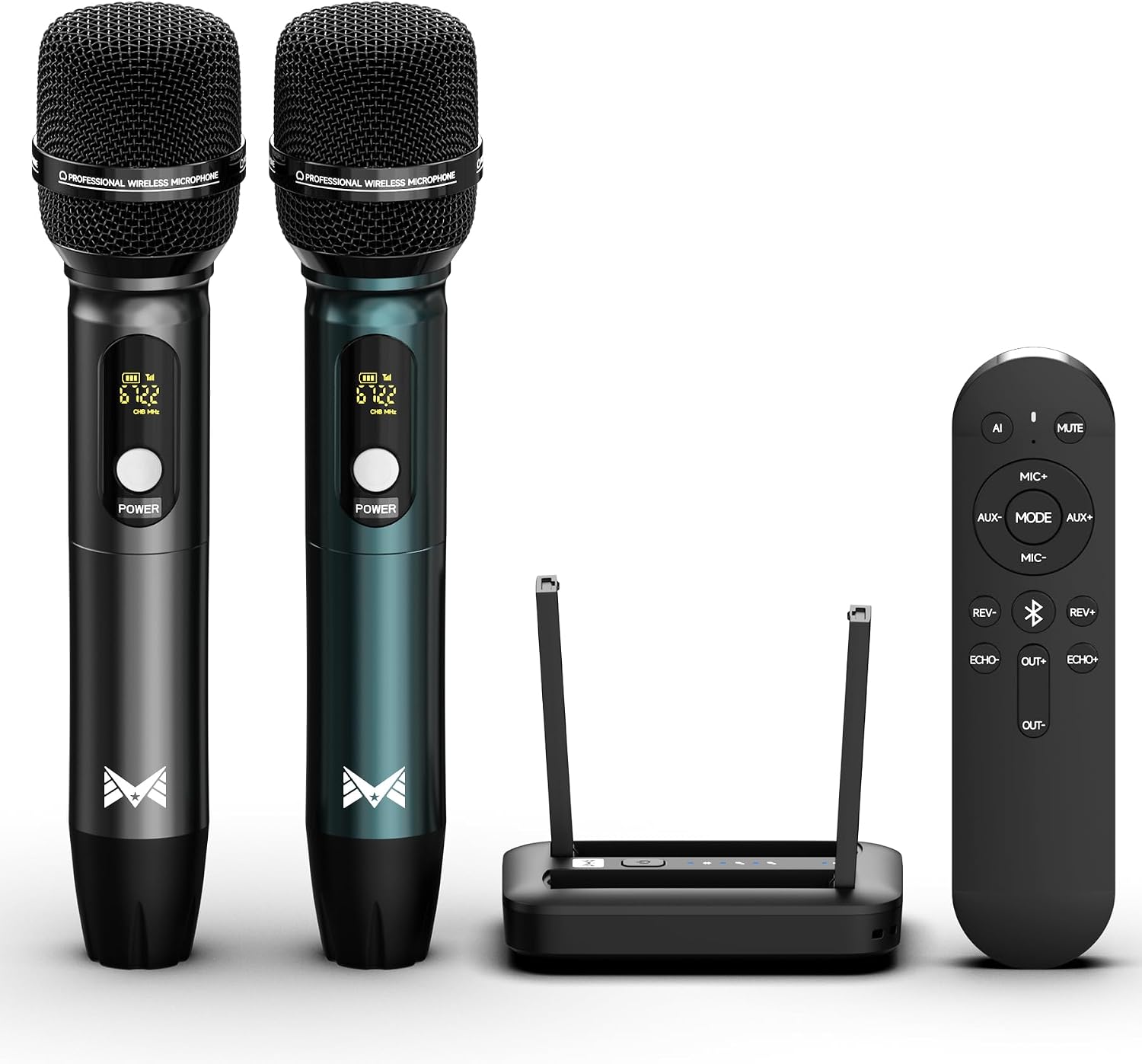 Detalle de ECHOMUSSY YA-02 Dual Wireless Microphone System with AI Vocal Removal