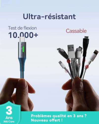 Thumbnail 7 de Câble USB-C INIU Charge Rapide 3,1A – Lot de 3 (2m + 2m + 0,5m)