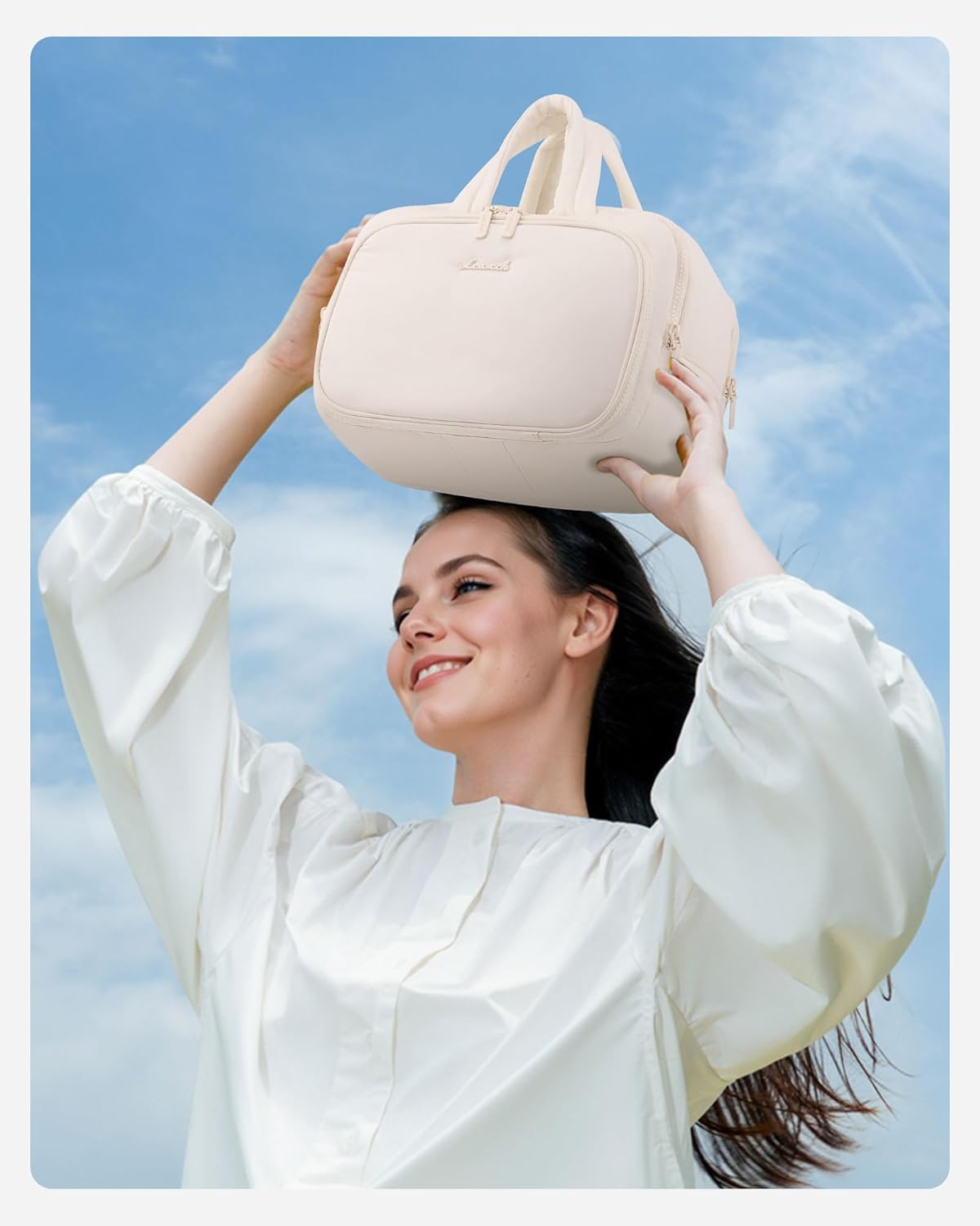 Thumbnail 1 de LOVEVOOK große Kulturtasche Damen mit Nassfach – leichter Reise-Kulturbeutel beige, mit Organizer & Netztaschen