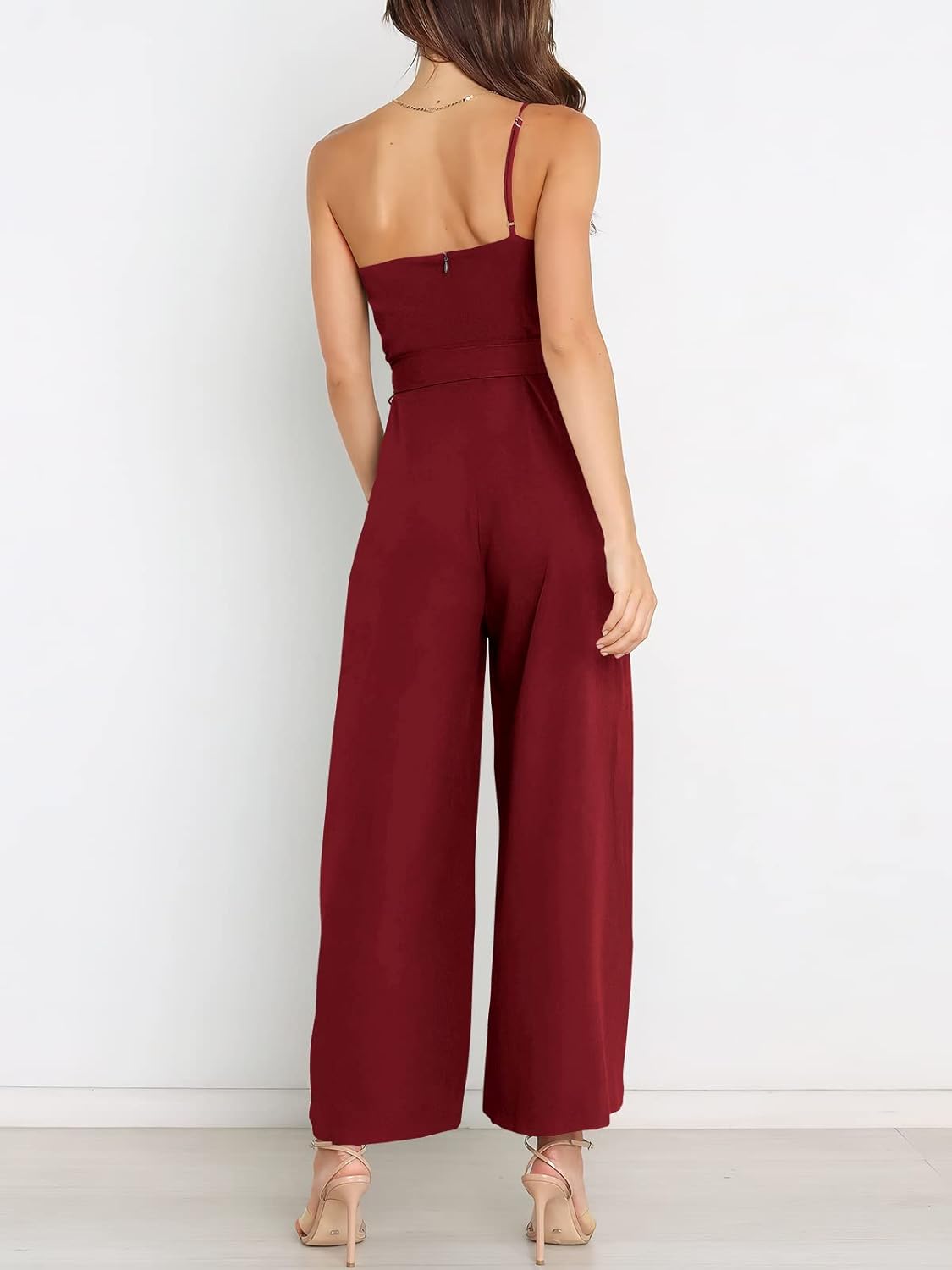 Thumbnail 2 de ANRABESS Women Summer Dressy Jumpsuits: One-Shoulder Sleeveless Wide-Leg Romper