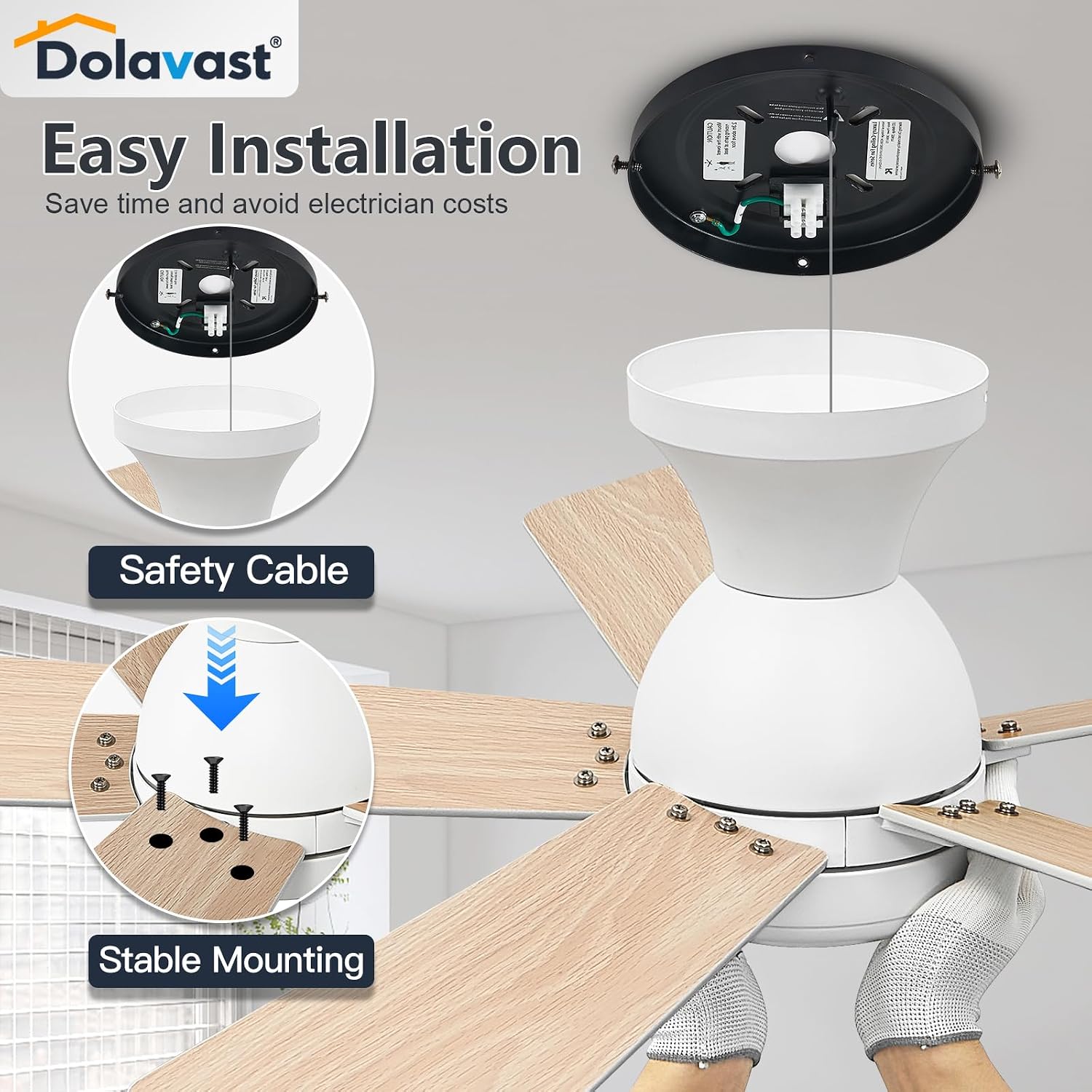 Detalle de Dolavast HY-6163-5/42 42-Inch Low-Profile Ceiling Fan with Light