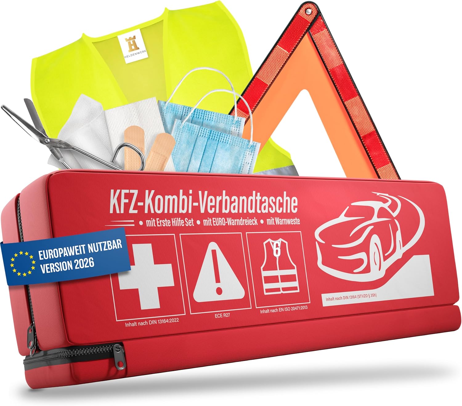 HELDENWERK KFZ Kombitasche 3in1 Erste Hilfe