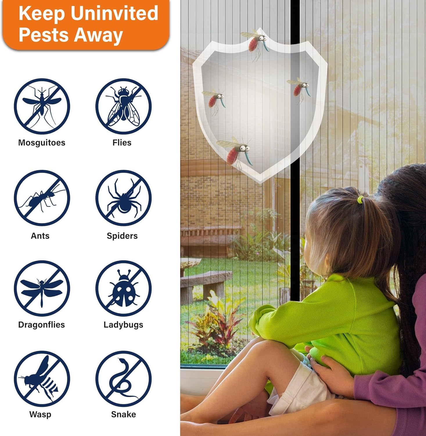 Thumbnail 3 de DIKER Fly Screens Magnetic Screen Door for French Doors (70 x 210cm, Black)