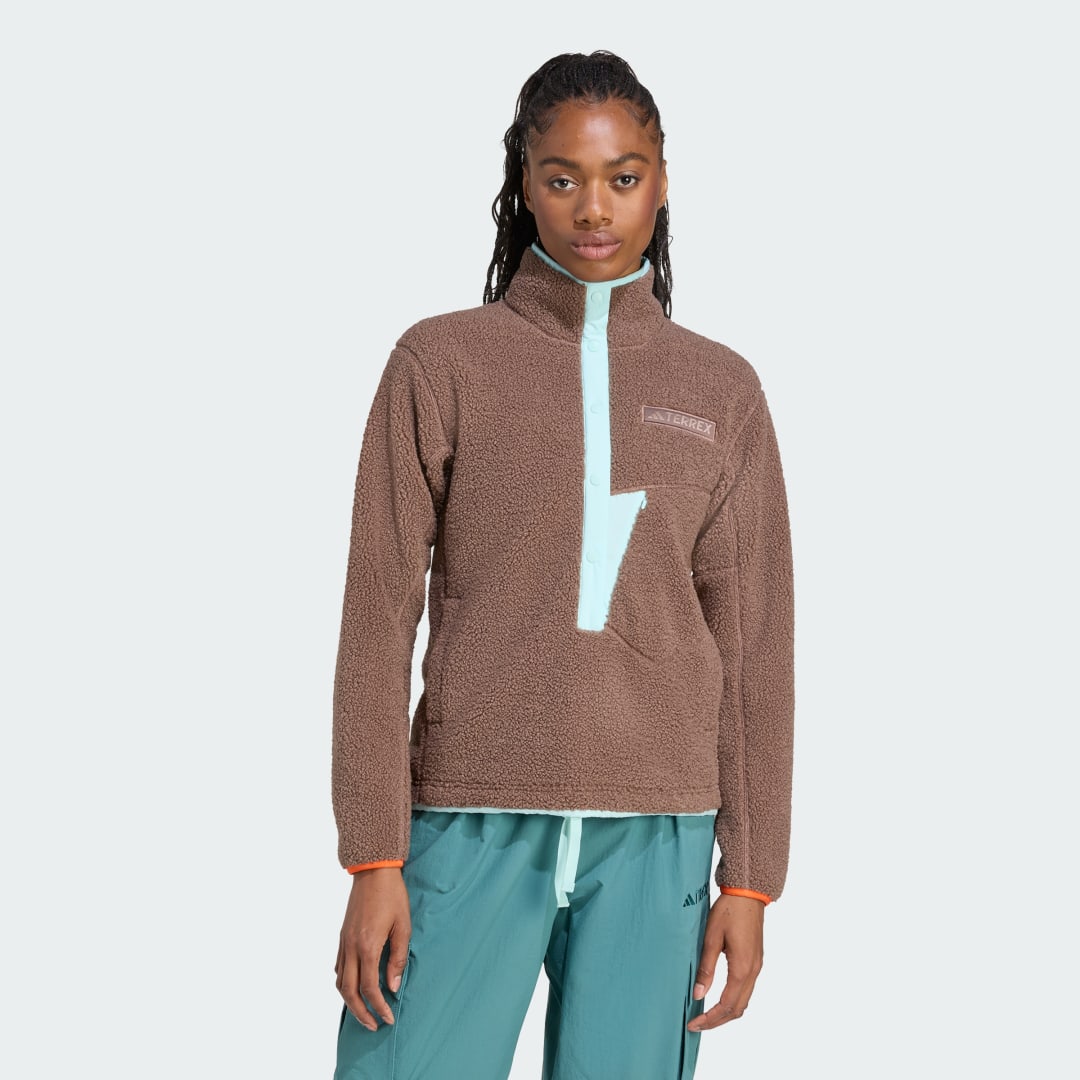 Detalle de Sudadera Terrex Xploric High Pile Fleece de Adidas – color Marrón