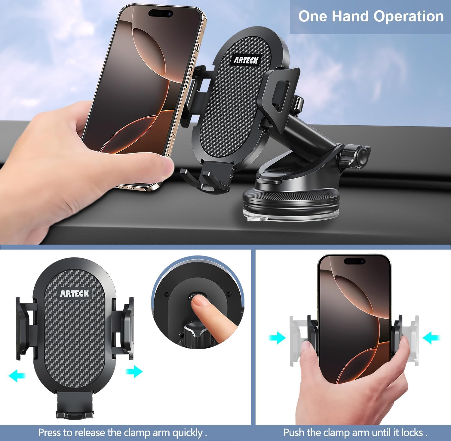 Thumbnail 3 de Arteck Car Mount 360° rotation for iPhone and Android