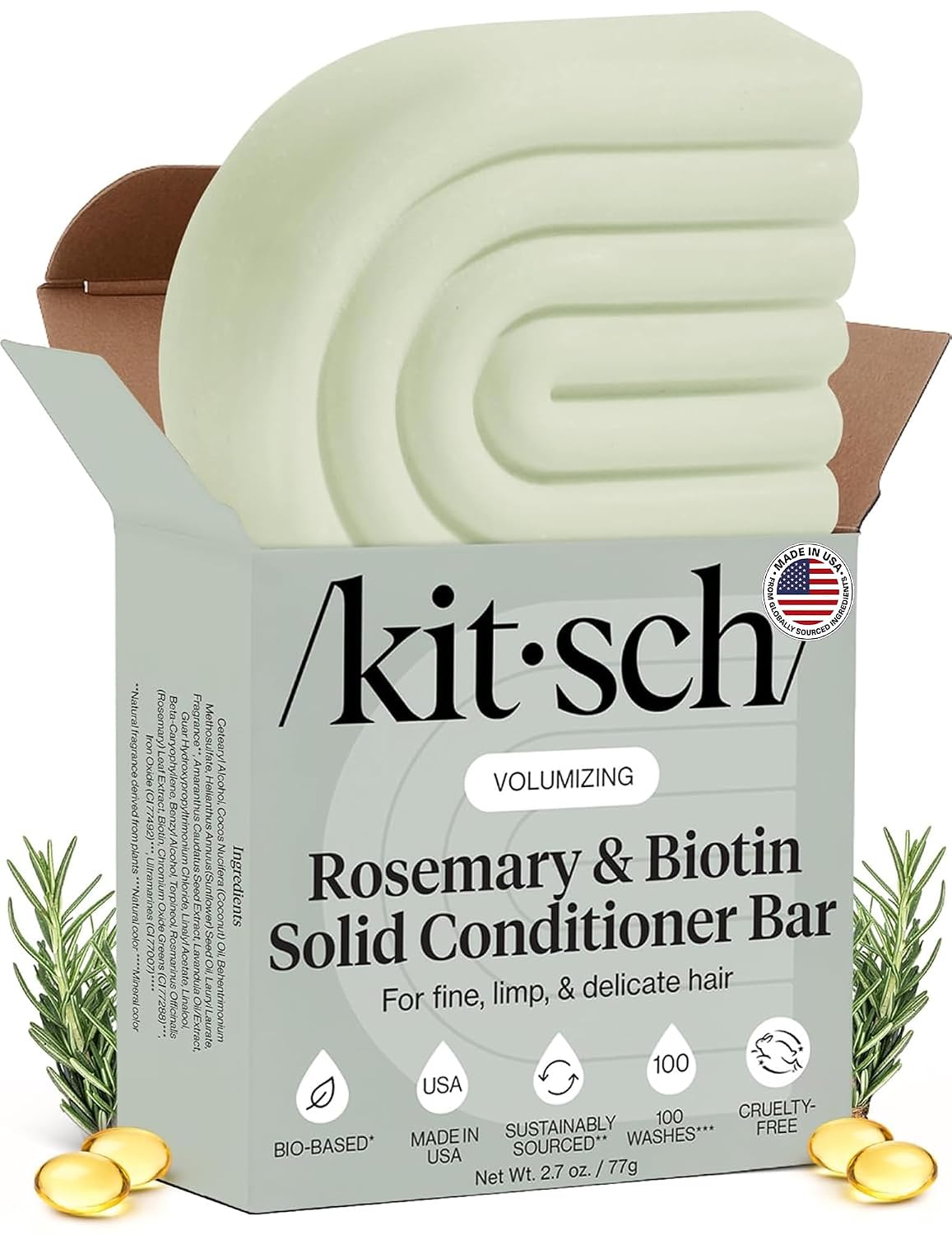 Detalle de Kitsch Rosemary & Biotin Volumizing Conditioner Bar 2.7 oz