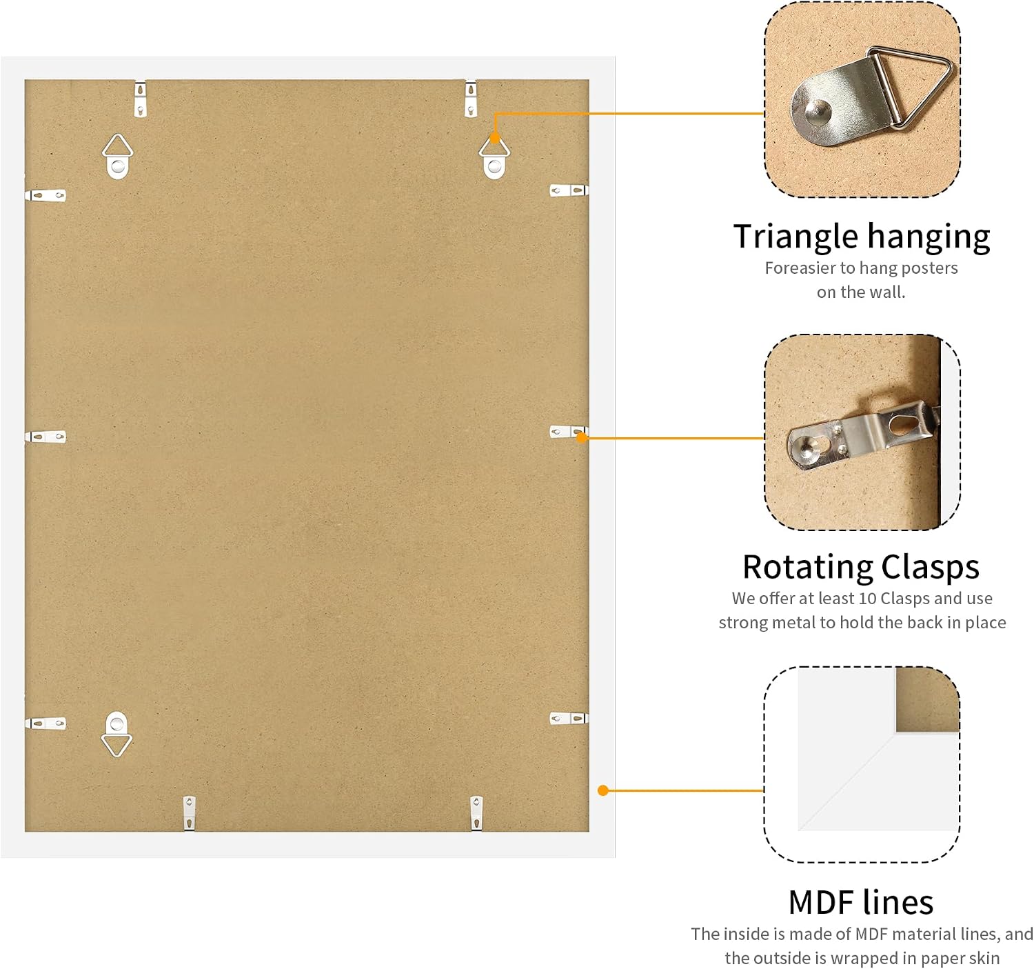 Detalle de YESKAY 18x24 Picture Frame White Set of 3