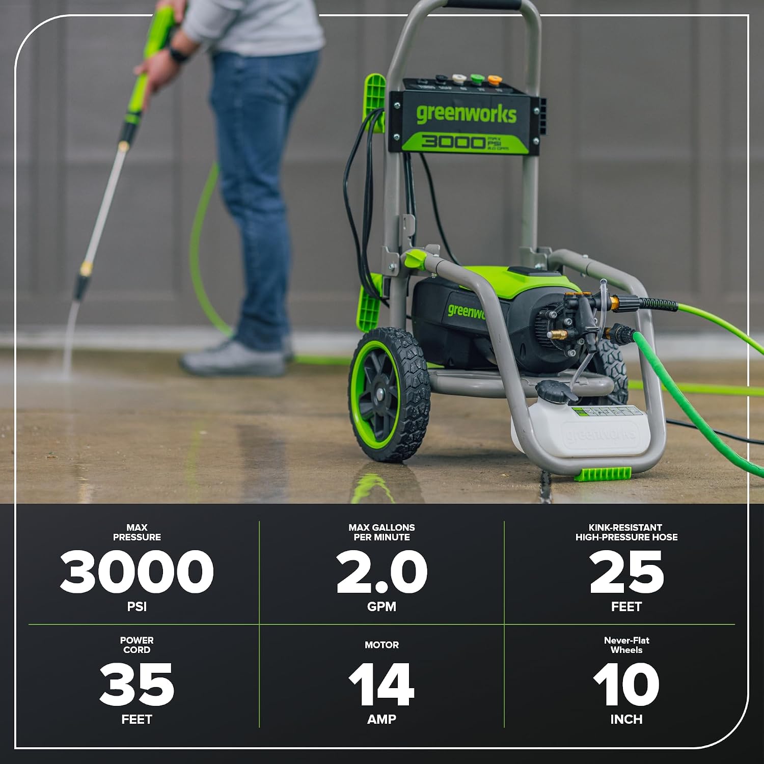 Detalle de Greenworks electric pressure washer 3000 PSI