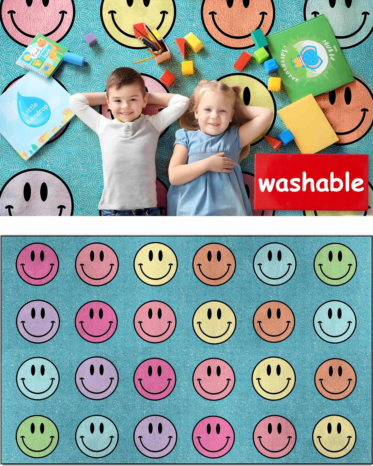 Thumbnail 6 de OLEEK Large Classroom Rug 8x10 - Washable, Durable Elementary Classroom Carpet