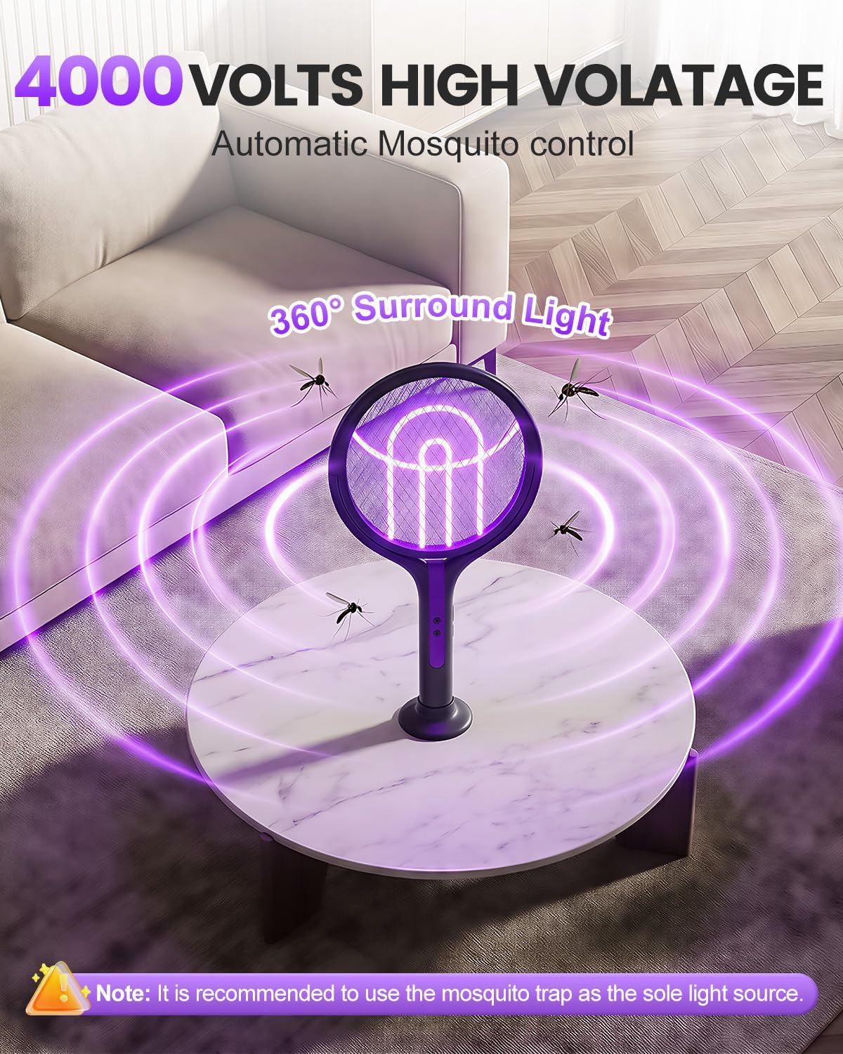 Thumbnail 6 de Molxss Rotating Head Electric Mosquito Swatter 4000V with Telescopic Extension