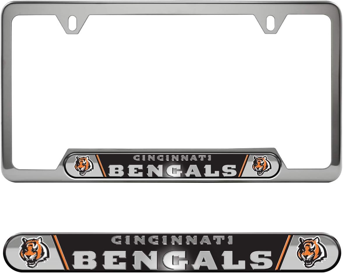 Detalle de FANMATS NFL Embossed License Plate Frame (Stainless Steel) with Team Logo Inserts