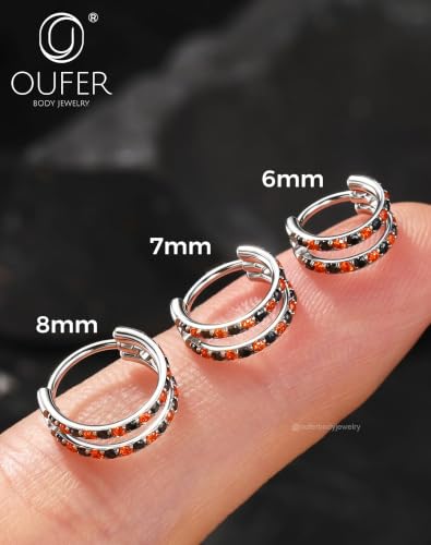 Detalle de OUFER Body Piercing: Aro nasal 20G 6–8 mm en acero 316L, cierre clic