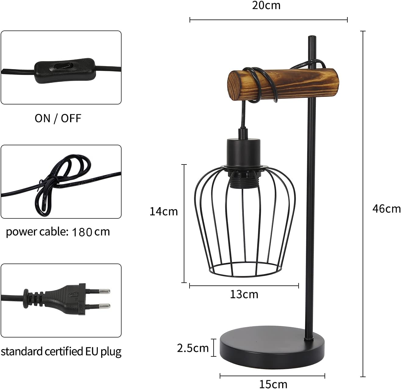 Thumbnail 4 de ZMH Retro Tischlampe 50 cm Vintage