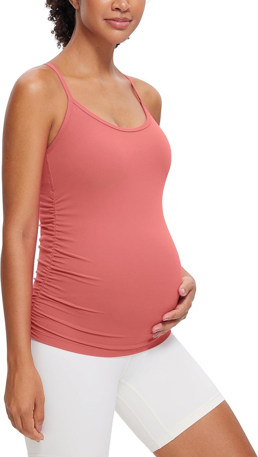 Detalle de CRZ YOGA Women's Butterluxe Maternity Tank Top with Ruched Sides and Y-Back