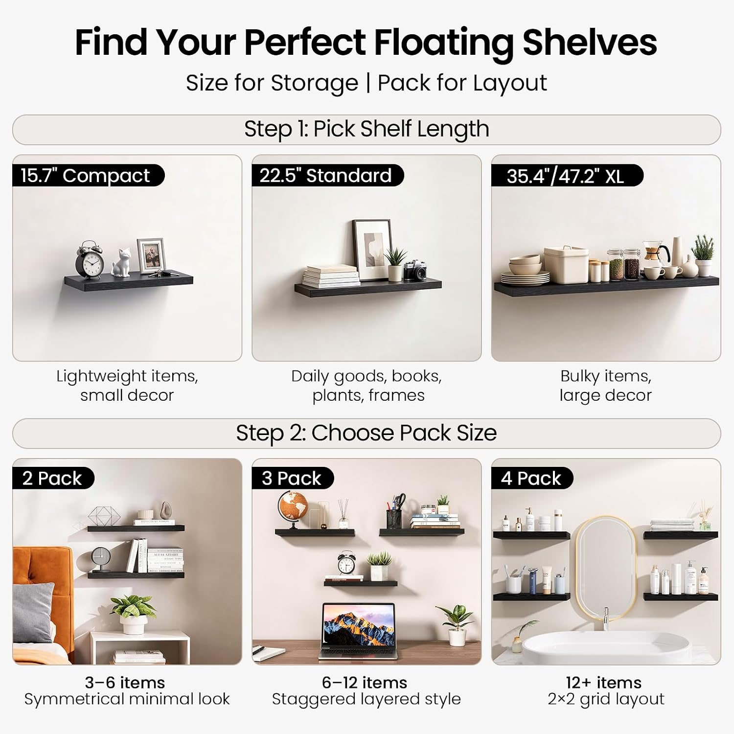 Thumbnail 4 de BAYKA Floating Shelves, 35.4-Inch