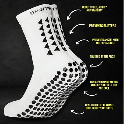 Detalle de Gain The Edge Football Grip Socks 3.0 — Non-Slip, Updated Model (1pc, 2pc & 4pc Sets)
