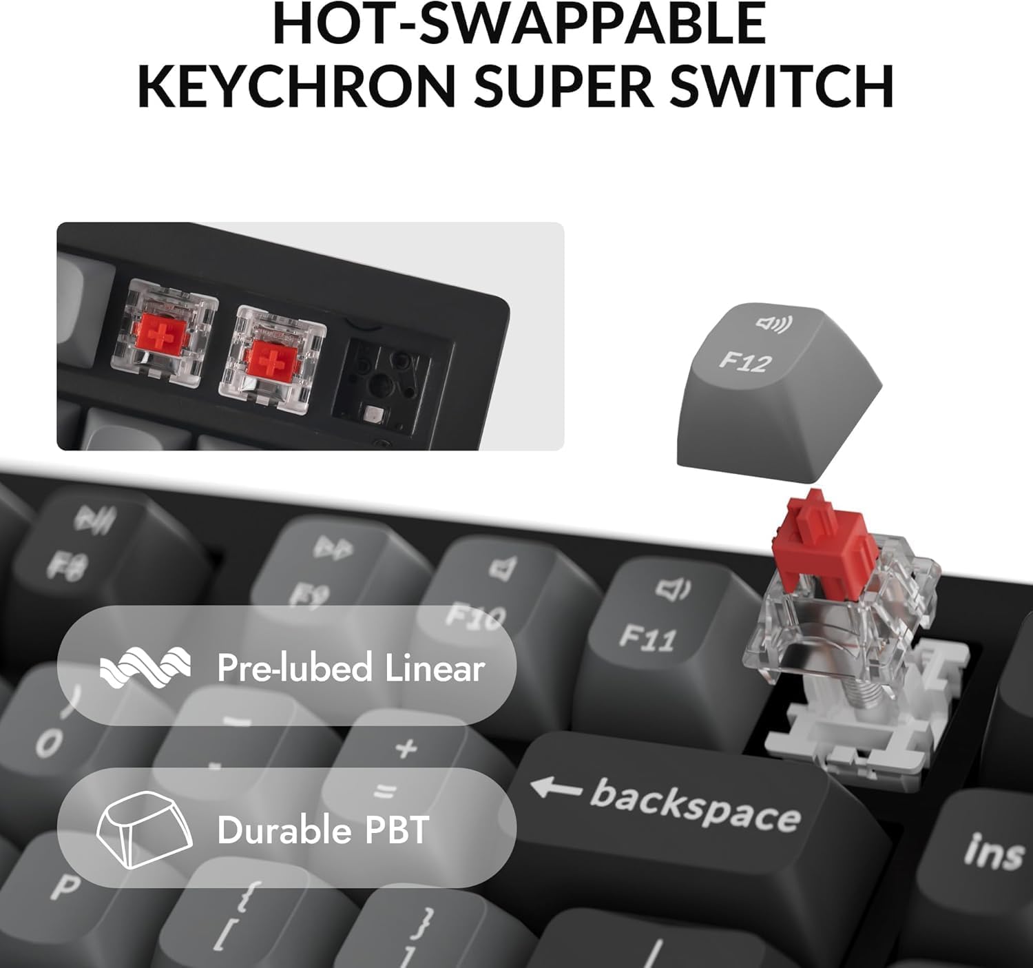 Thumbnail 4 de Keychron K10 Max Wireless Mechanical Keyboard - UK Layout, Full-Size, QMK Programmable Red Switch