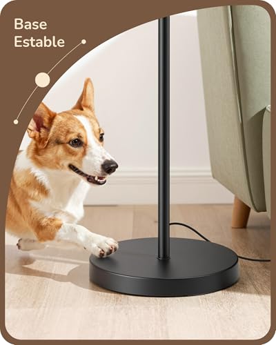 Detalle de EDISHINE Lámpara de Pie Salón con Pantalla de Lino y Luz 2700 K — Negro