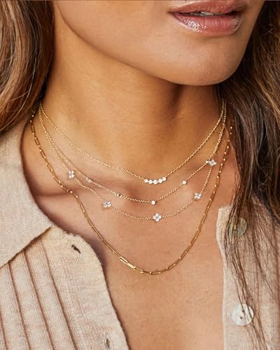 Thumbnail 3 de Aidenn Dainty Cubic Zirconia Flower Necklace – 14K Gold Plated, 16" + 2" Extender