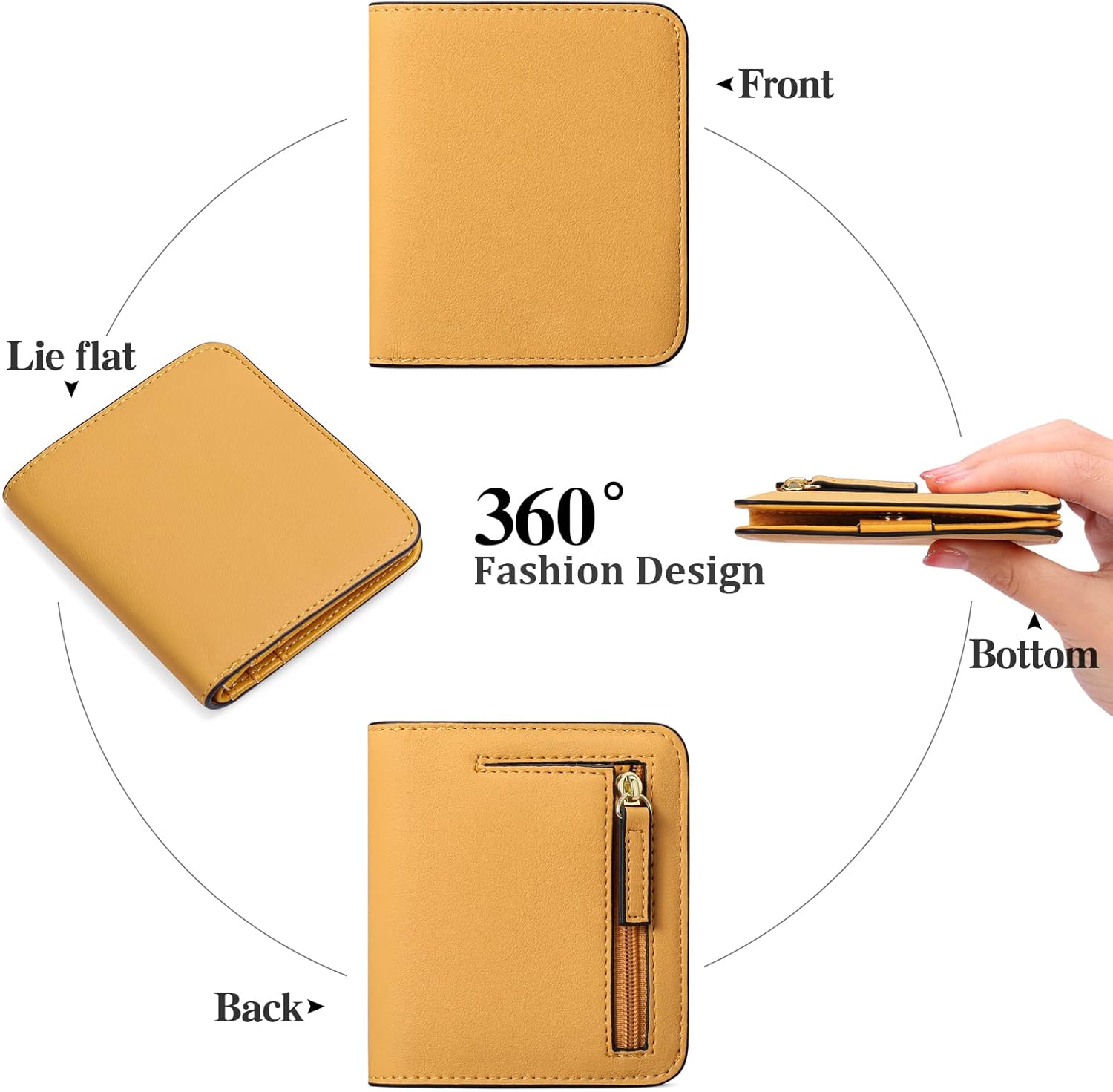 Thumbnail 3 de GAEKEAO Women's RFID Blocking Leather Compact Bi-fold Wallet