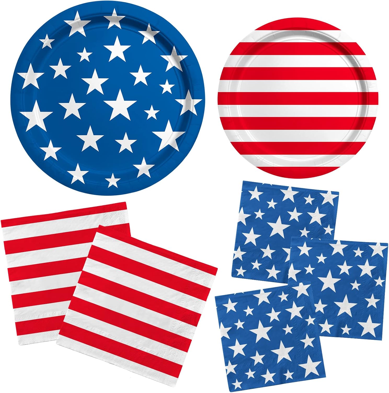 Detalle de American Flag Patriotic Party Supplies Disposable Dinnerware Set — Serves 50
