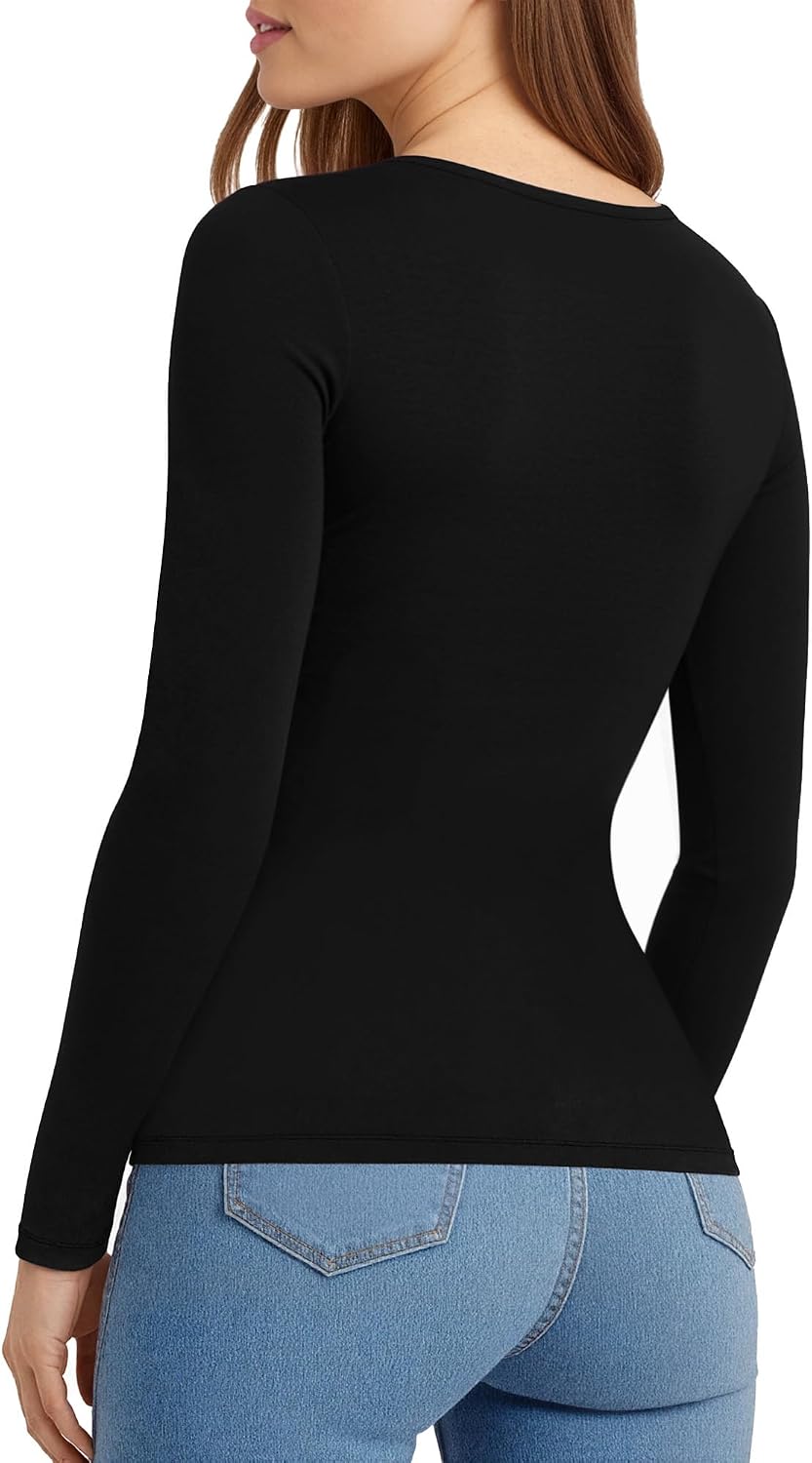 Detalle de ALGALAROUND Women's Long Sleeve V-Neck Slim Fit T-Shirt