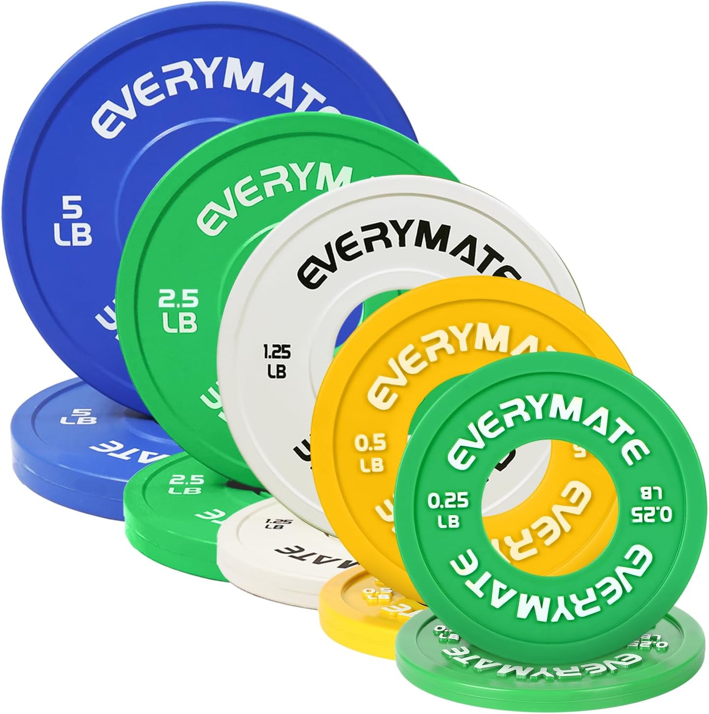 Detalle de EVERYMATE Change Weight Plates 1.25LB / 2.5LB / 5LB Set — Fractional Olympic Bumper Plates